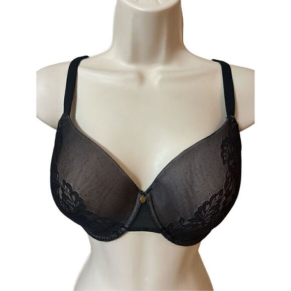 Natori Full Figure Contour Underwire Lace Bra BLACK CAFE Size 32DDD - Picture 4 of 8